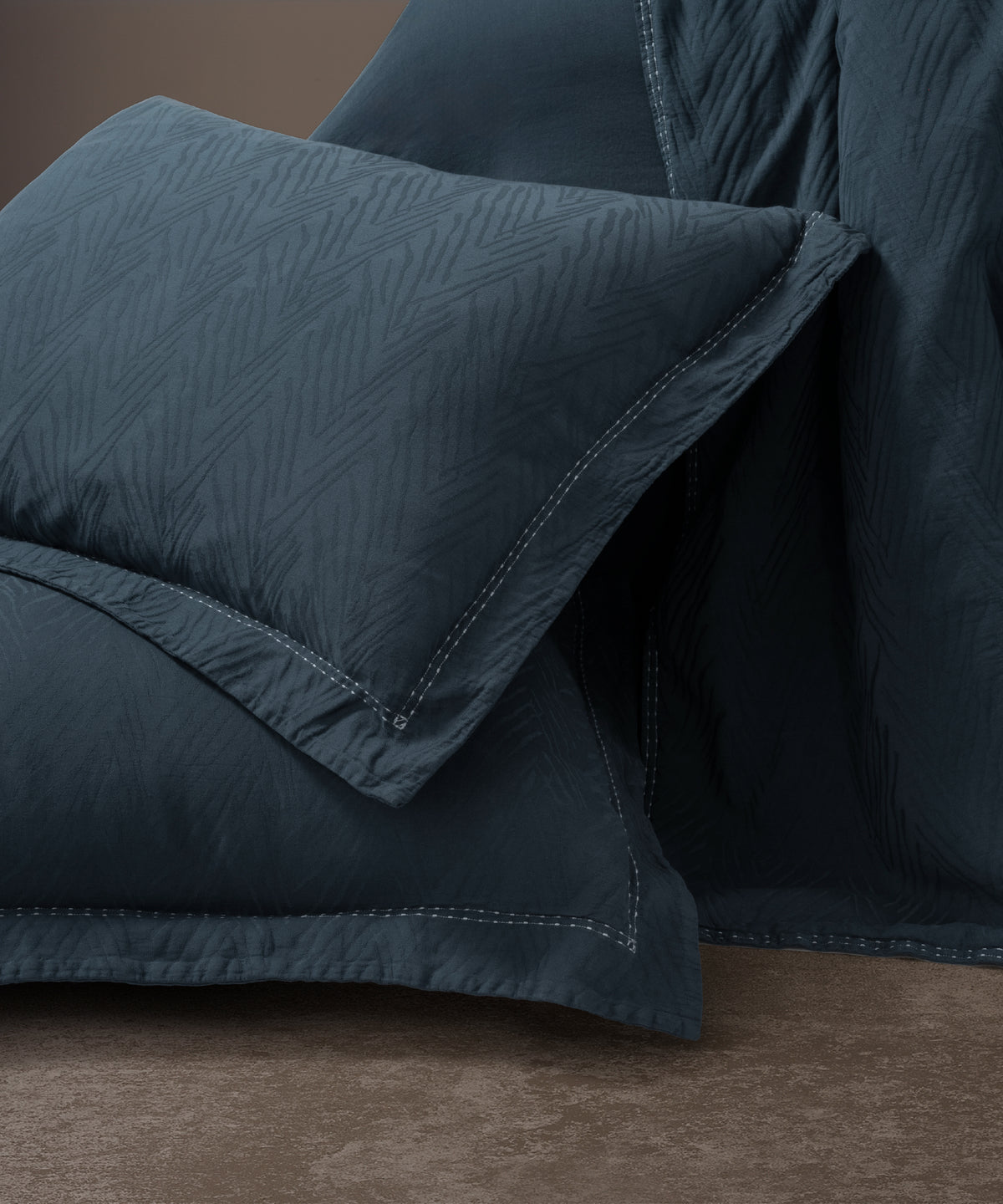 Green Home %100 Pamuk Saten Stonewashed 300 TC Nevresim Takımı - Elegance Dress Blue