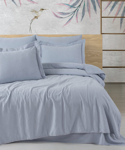 Green Home %100 Pamuk Saten Stonewashed 300 TC Nevresim Takımı - Elegance Dusty Blue