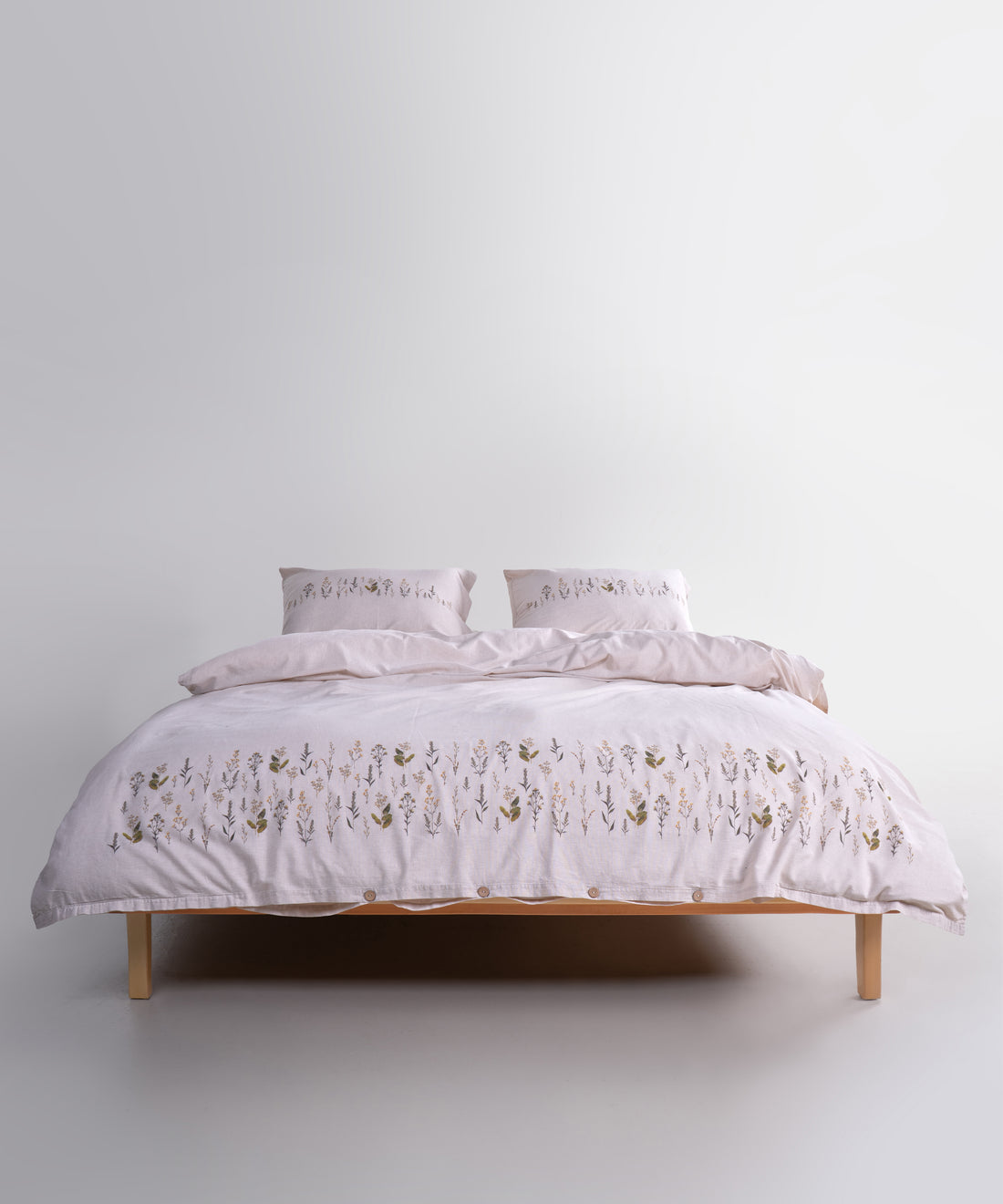 LIMASSO %100 Pamuk İpliği Boyalı Garmentwashed Minimalist Desenli Nevresim Takımı - Fressia