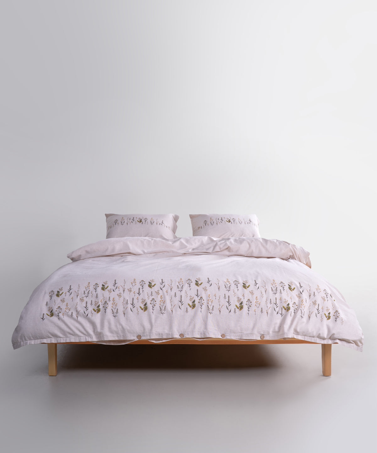 LIMASSO %100 Pamuk İpliği Boyalı Garmentwashed Minimalist Desenli Nevresim Takımı - Fressia