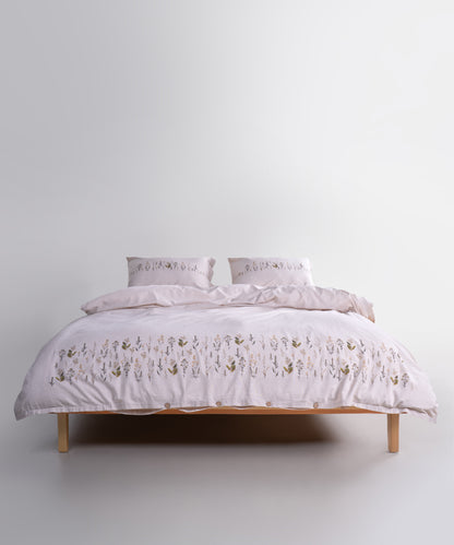 LIMASSO %100 Pamuk İpliği Boyalı Garmentwashed Minimalist Desenli Nevresim Takımı - Fressia