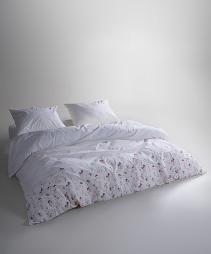 LIMASSO %100 Pamuk Stonewashed Minimalist Nakışlı Nevresim Takımı - Garden de Fleur White