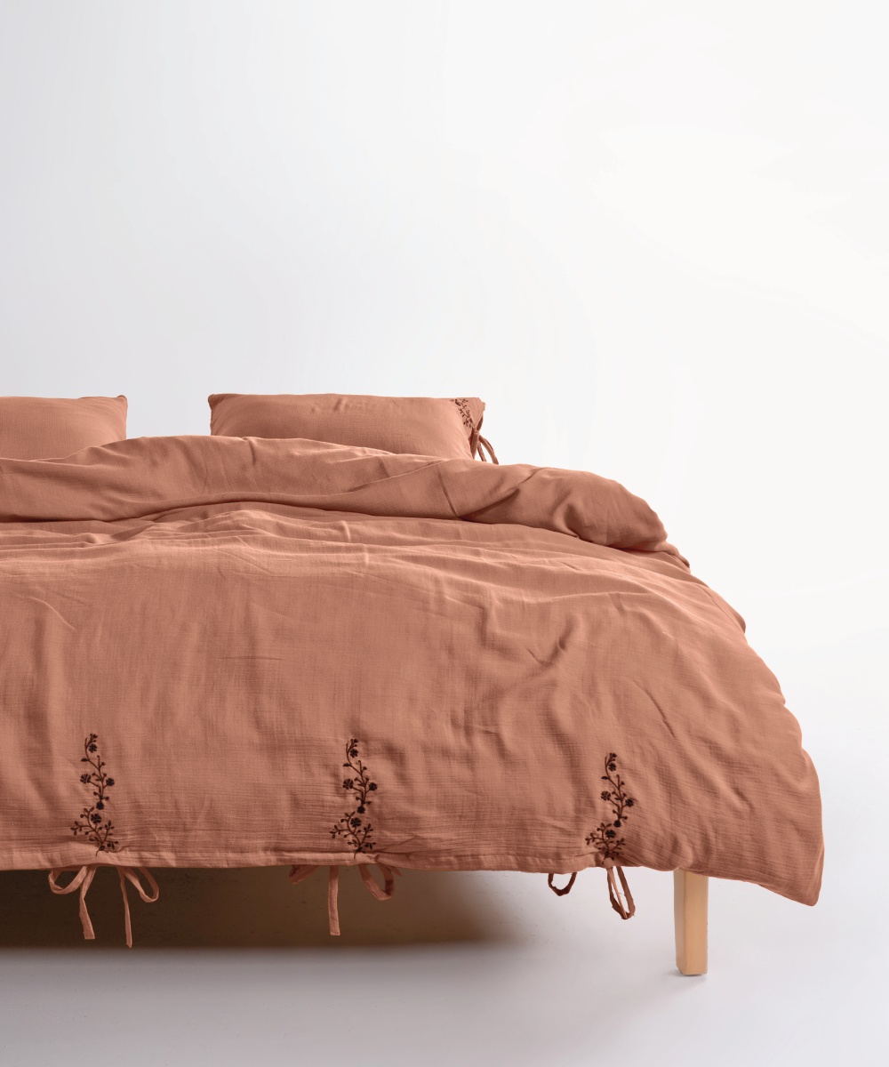 LIMASSO %100 Pamuk Stonewashed Müslin Nakışlı Nevresim Takımı - İra Commercer