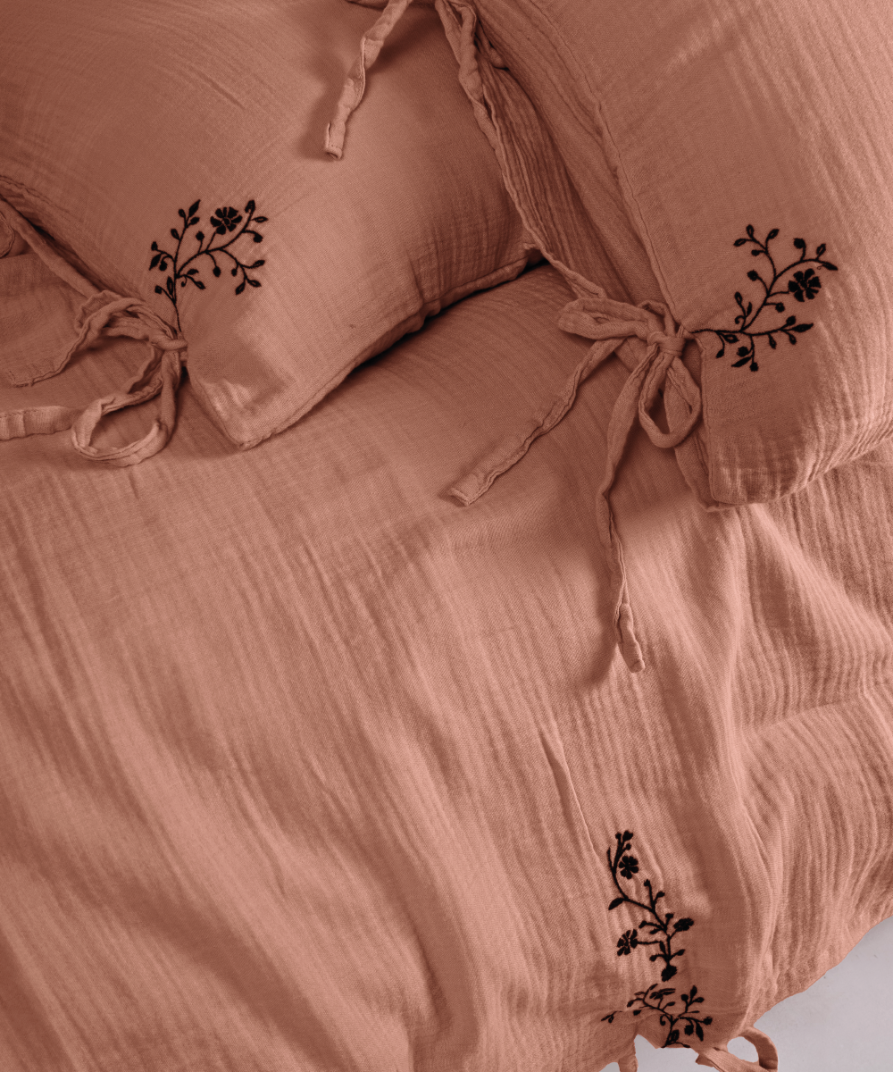 LIMASSO %100 Pamuk Stonewashed Müslin Nakışlı Nevresim Takımı - İra Commercer