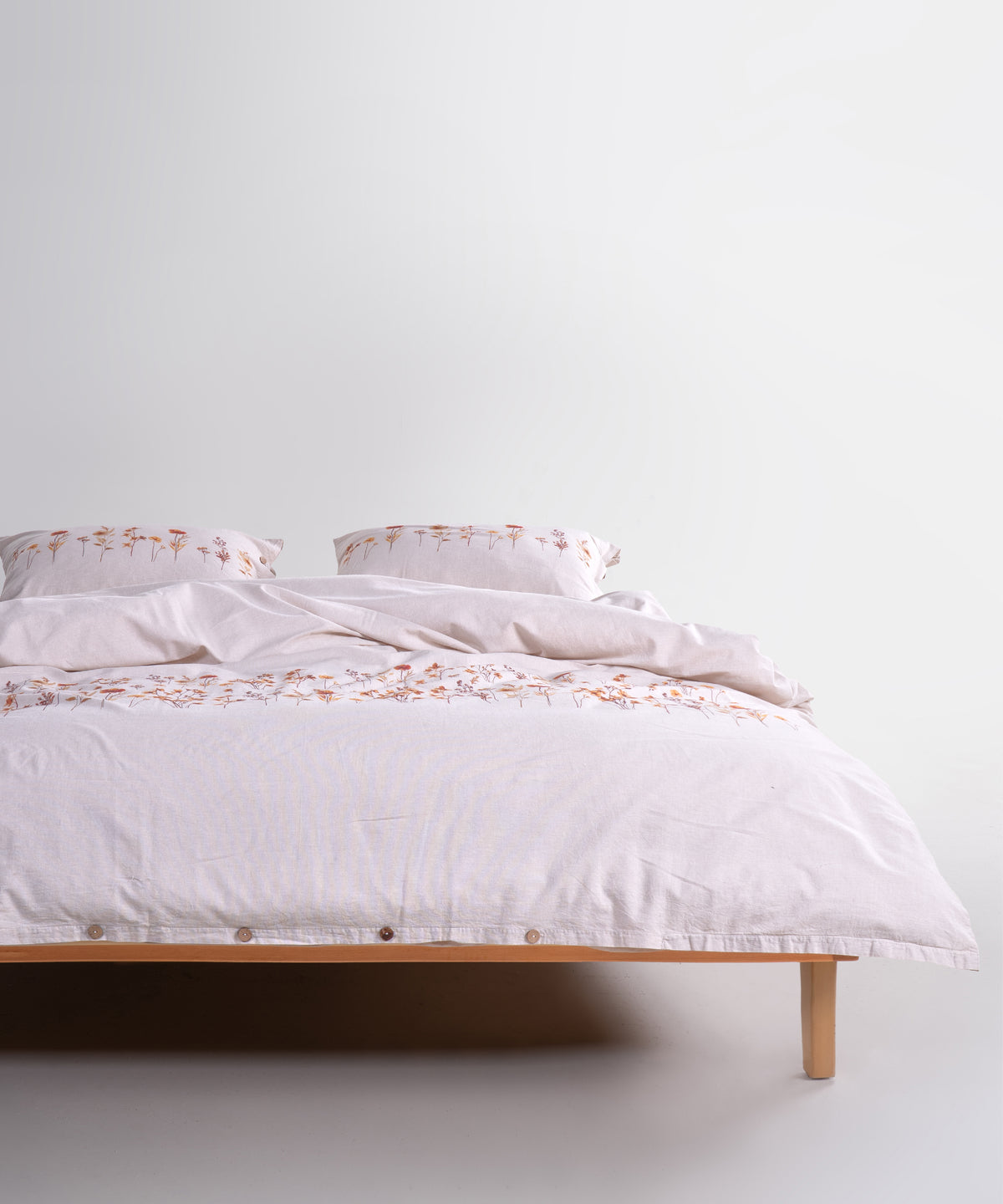 LIMASSO %100 Pamuk İpliği Boyalı Garmentwashed Minimalist Desenli Nevresim Takımı - İris