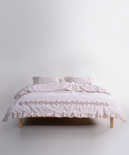 LIMASSO %100 Pamuk Garmentwashed İpliği Boyalı Çizgili Fırfırlı Nevresim Takımı - Marvella