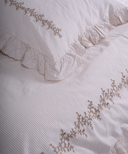 LIMASSO %100 Pamuk Garmentwashed İpliği Boyalı Çizgili Fırfırlı Nevresim Takımı - Marvella