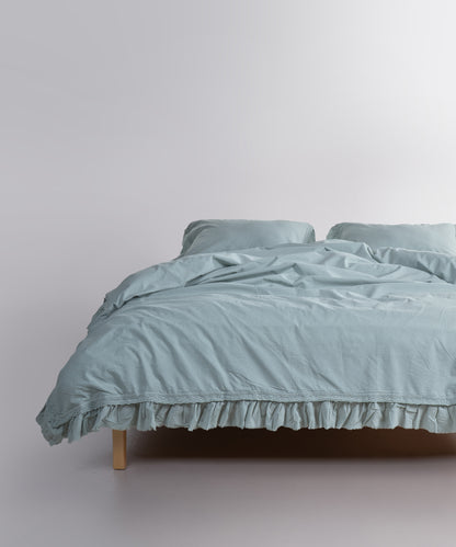 LIMASSO %100 Pamuk Stonewashed Fırfırlı ve Güpürlü Nevresim Takımı - Francheska Mint