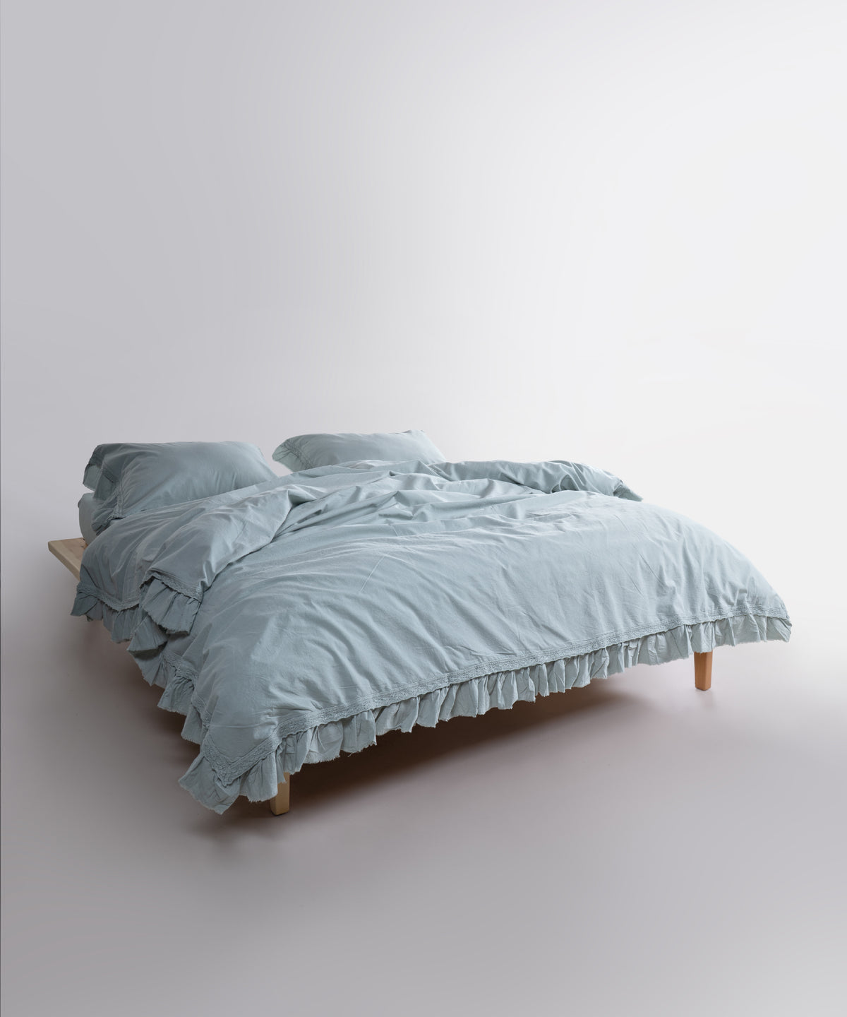 LIMASSO %100 Pamuk Stonewashed Fırfırlı ve Güpürlü Nevresim Takımı - Francheska Mint