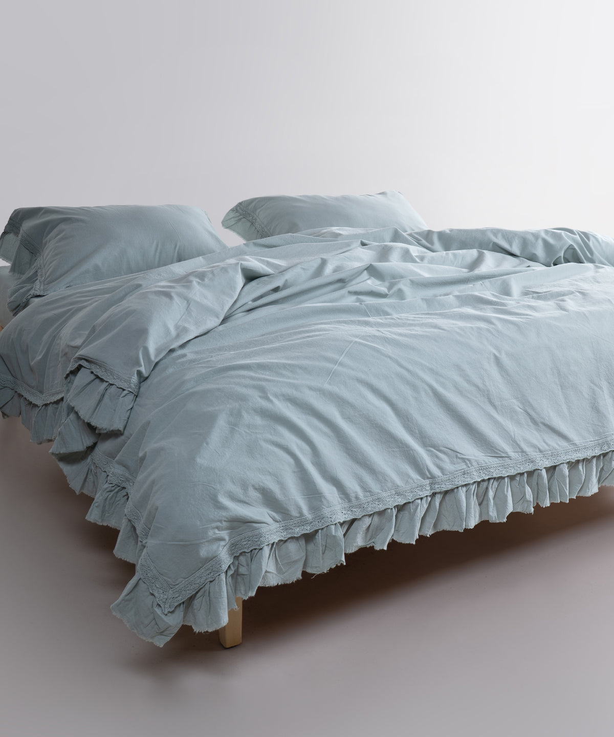 LIMASSO %100 Pamuk Stonewashed Fırfırlı ve Güpürlü Nevresim Takımı - Francheska Mint