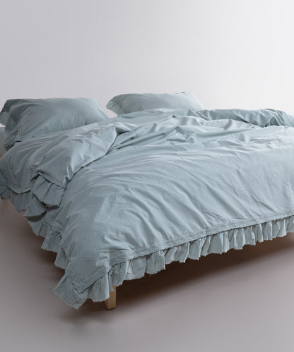 LIMASSO %100 Pamuk Stonewashed Fırfırlı ve Güpürlü Nevresim Takımı - Francheska Mint