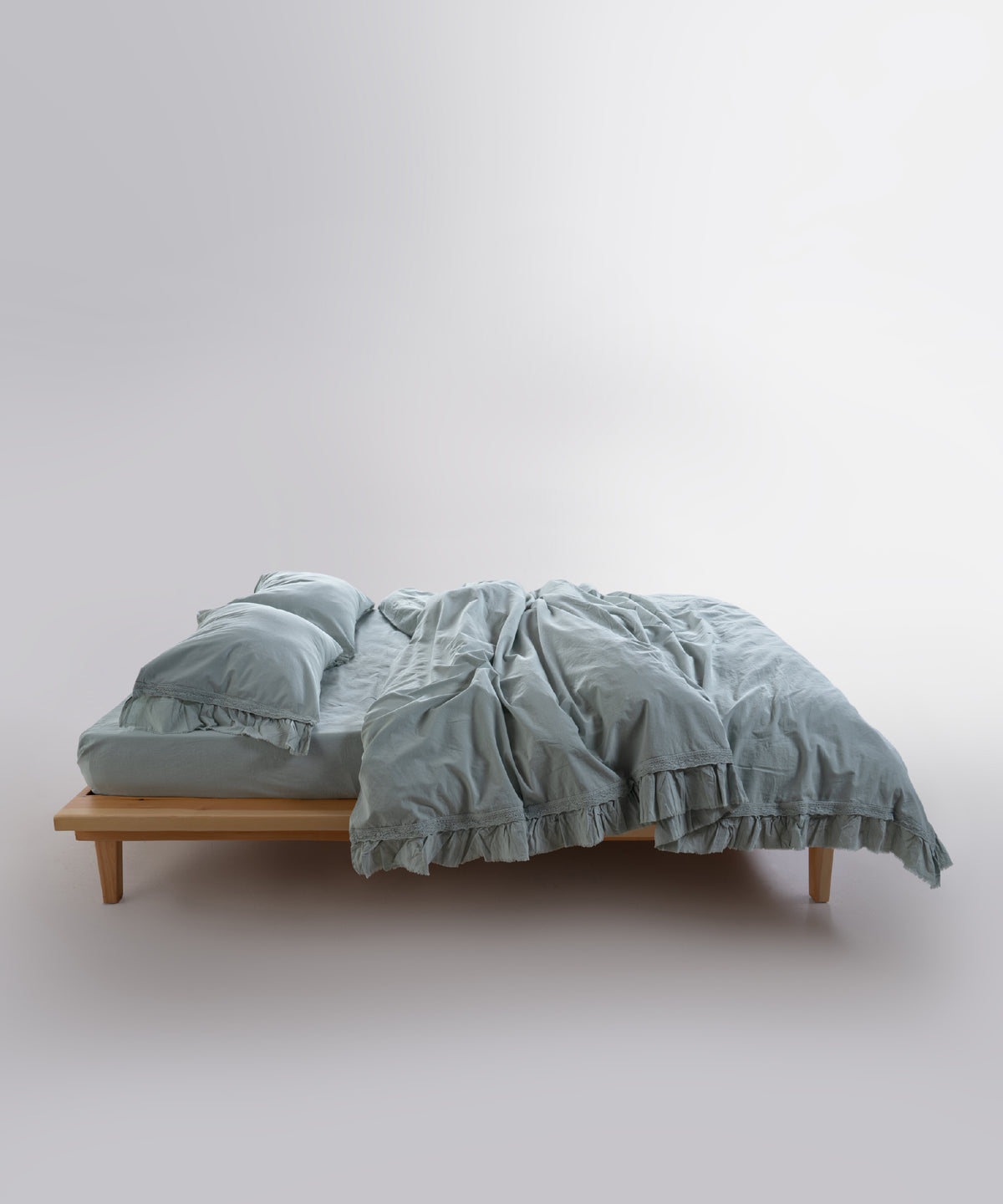 LIMASSO %100 Pamuk Stonewashed Fırfırlı ve Güpürlü Nevresim Takımı - Francheska Mint
