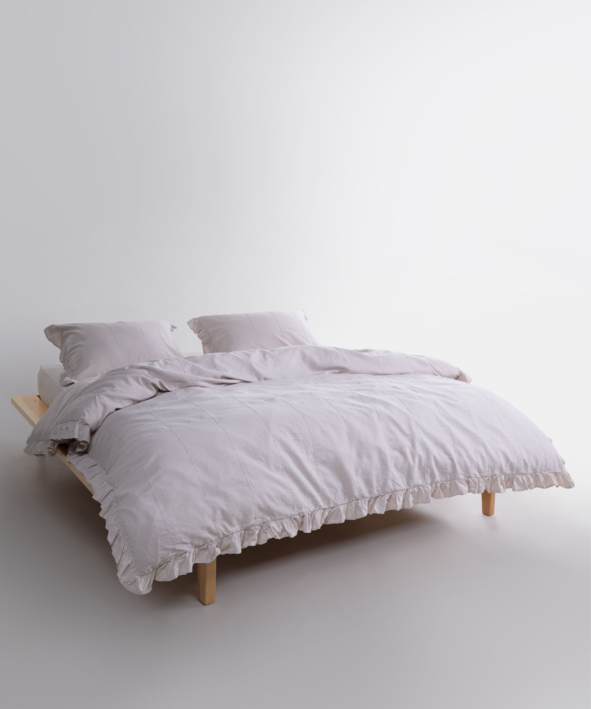 LIMASSO %100 Pamuk Stonewashed Fırfırlı Nevresim Takımı - İdelia Natural Cream