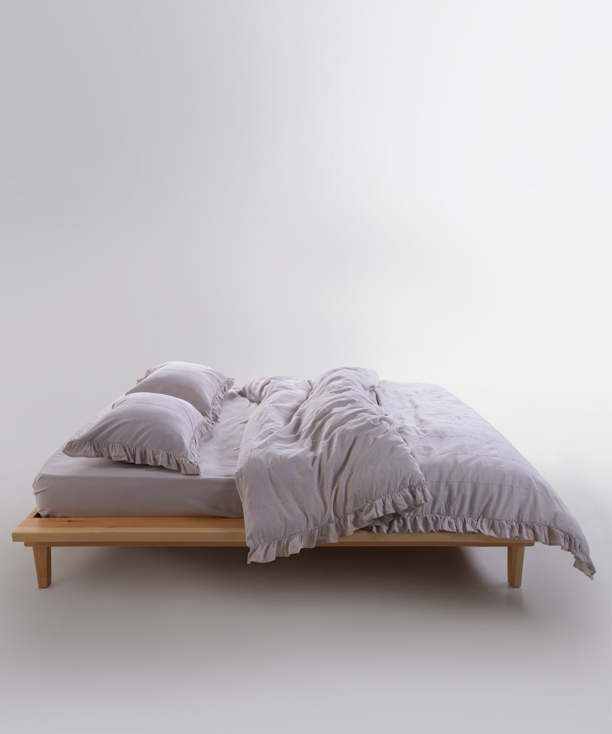 LIMASSO %100 Pamuk Stonewashed Fırfırlı Nevresim Takımı - İdelia Natural Cream