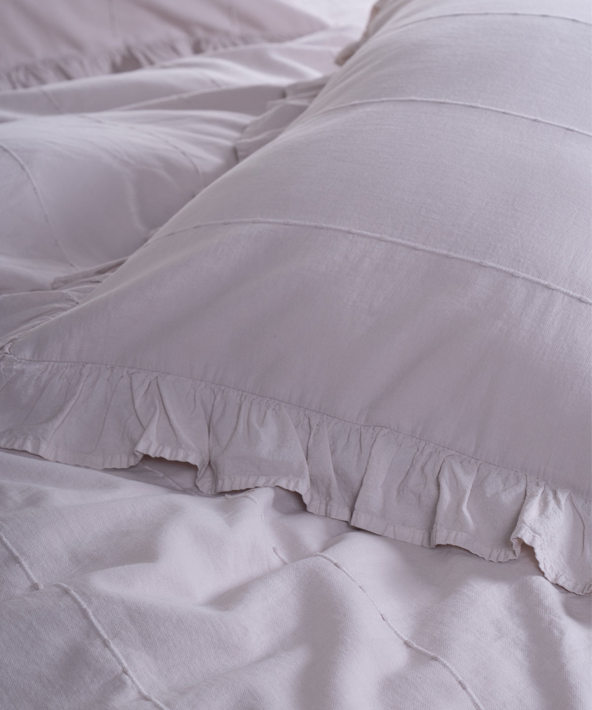 LIMASSO %100 Pamuk Stonewashed Fırfırlı Nevresim Takımı - İdelia Natural Cream