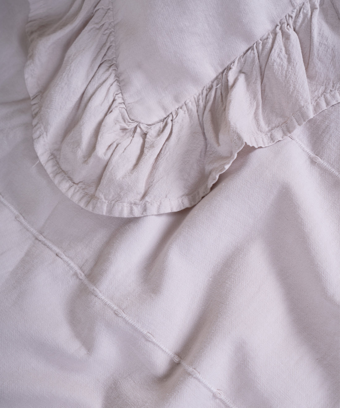 LIMASSO %100 Pamuk Stonewashed Fırfırlı Nevresim Takımı - İdelia Natural Cream