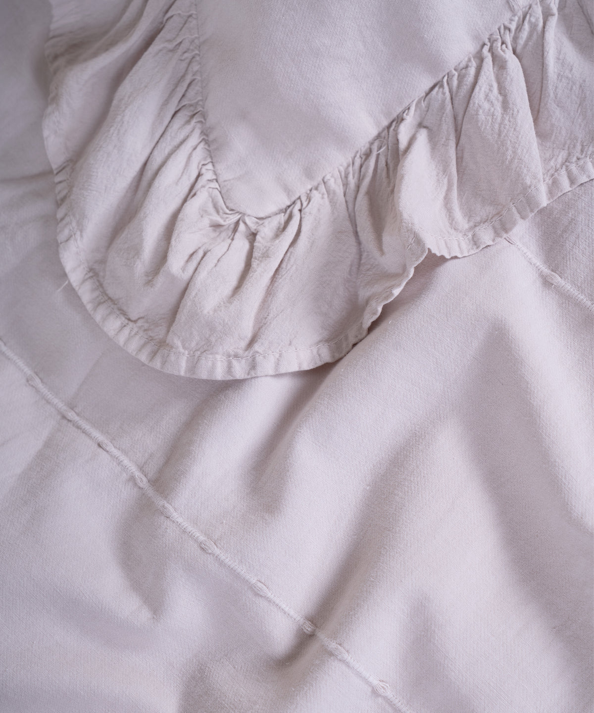 LIMASSO %100 Pamuk Stonewashed Fırfırlı Nevresim Takımı - İdelia Natural Cream