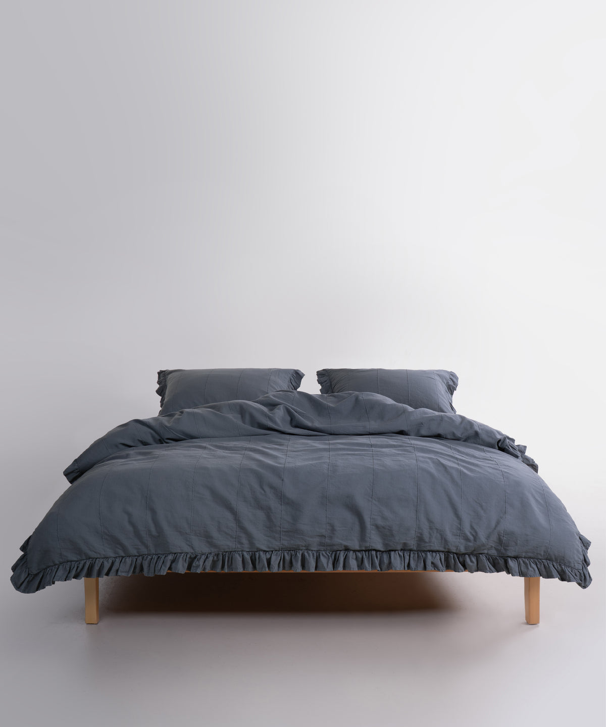 LIMASSO %100 Pamuk Stonewashed Fırfırlı Nevresim Takımı - İdelia Natural Grey