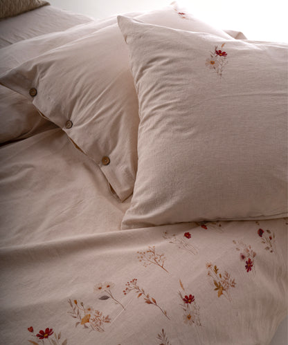 LIMASSO %100 Pamuk İpliği Boyalı Garmentwashed Minimalist Desenli Nevresim Takımı - Brise