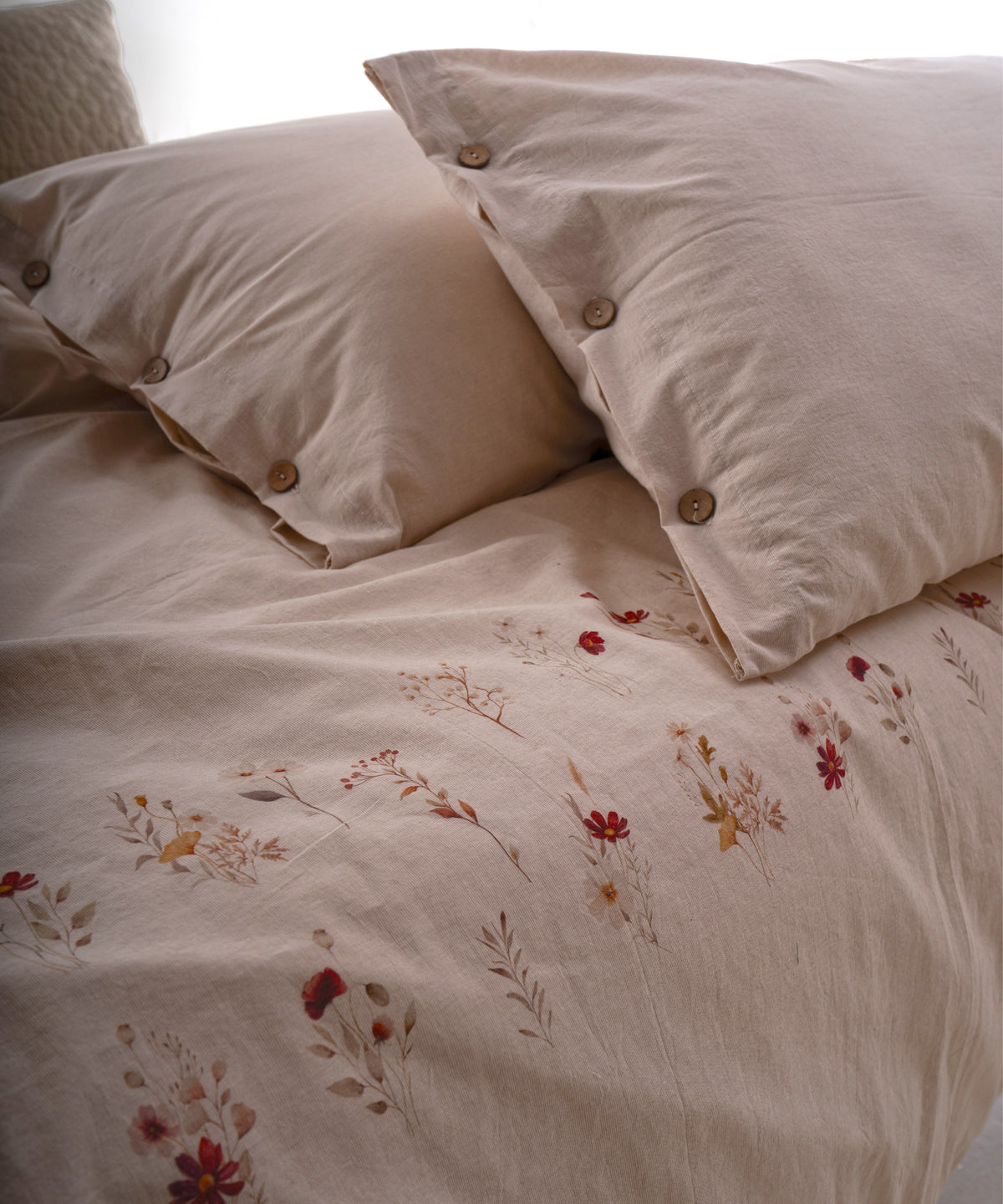 LIMASSO %100 Pamuk İpliği Boyalı Garmentwashed Minimalist Desenli Nevresim Takımı - Brise