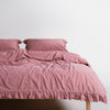 LIMASSO Exclusive %100 Pamuk Stonewashed Fırfırlı Çift Kişilik Nevresim Takımı - Old Rose