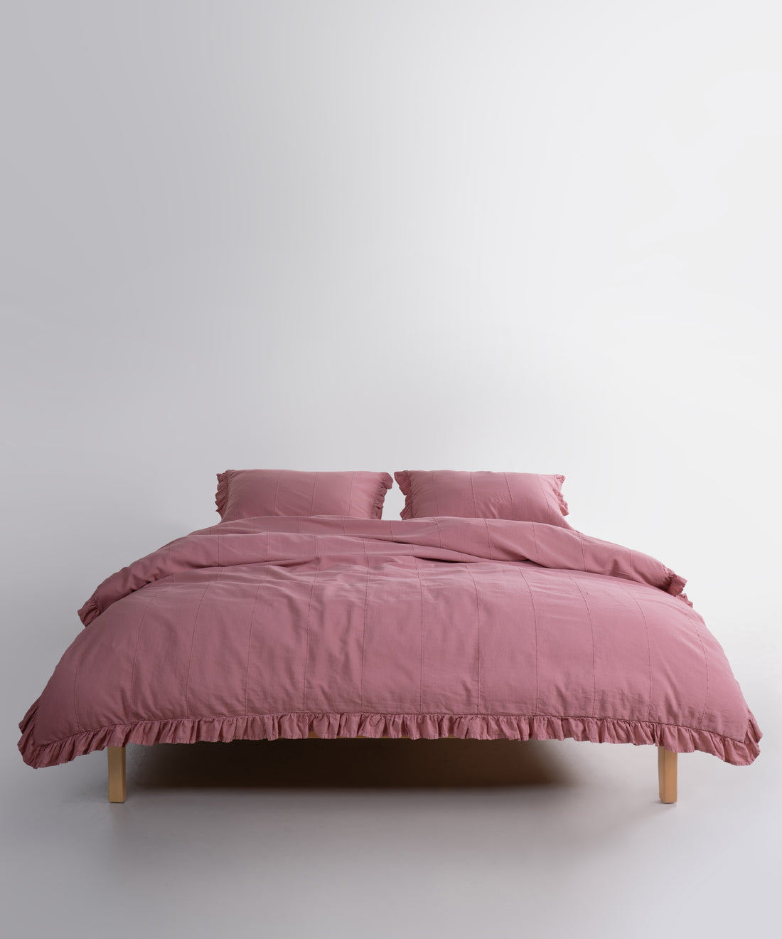 LIMASSO %100 Pamuk Stonewashed Fırfırlı Nevresim Takımı - Idelia Old Rose