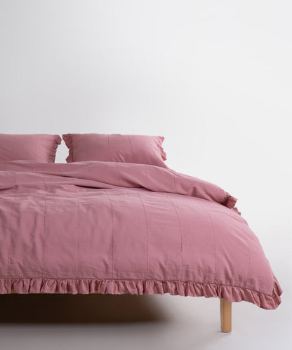 LIMASSO %100 Pamuk Stonewashed Fırfırlı Nevresim Takımı - Idelia Old Rose