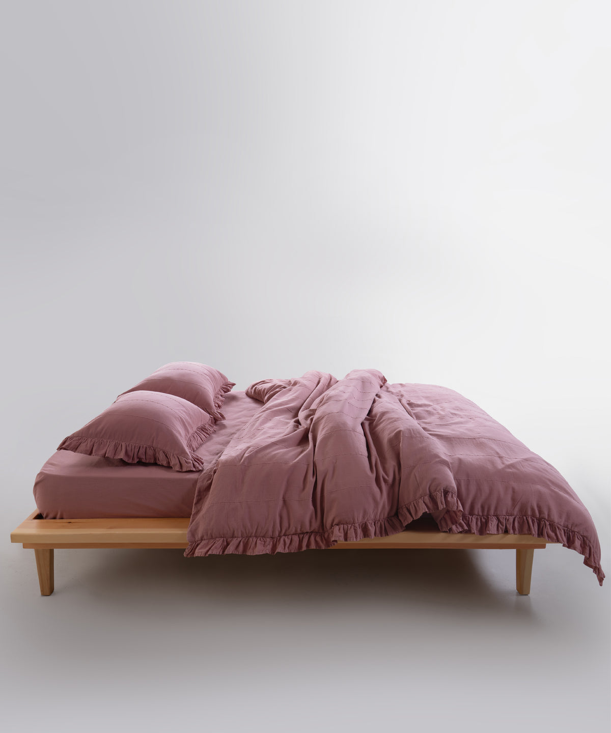 LIMASSO %100 Pamuk Stonewashed Fırfırlı Nevresim Takımı - Idelia Old Rose