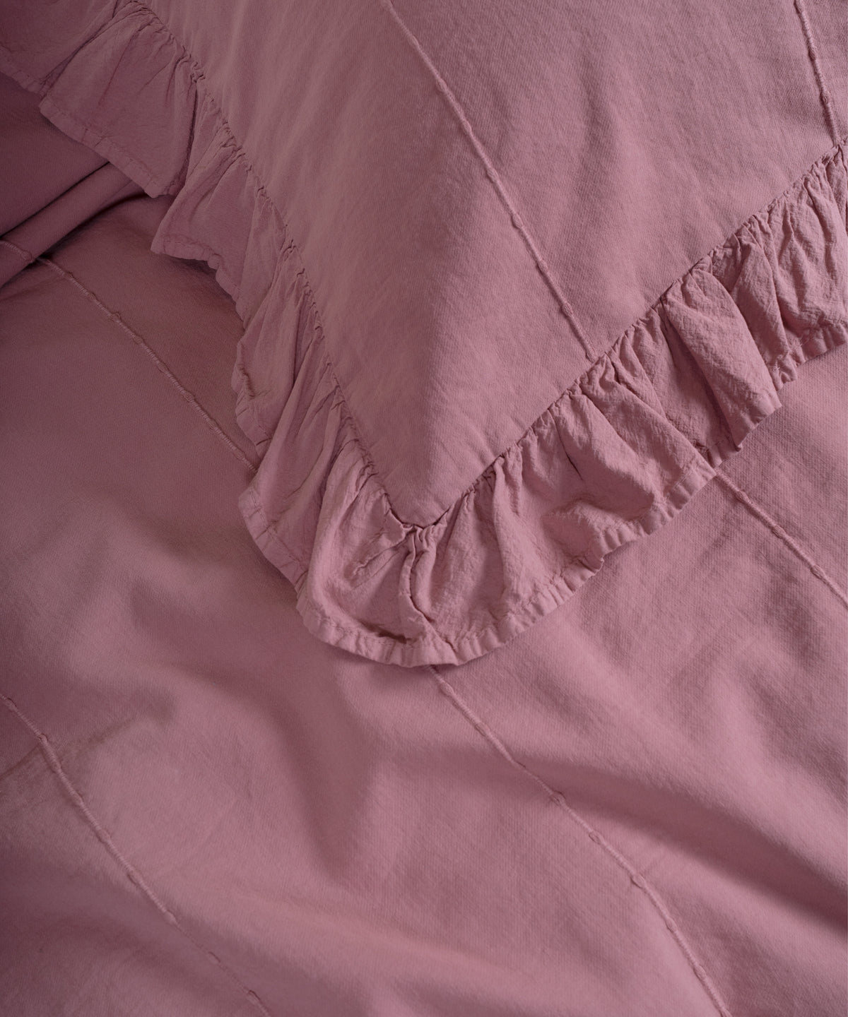 LIMASSO %100 Pamuk Stonewashed Fırfırlı Nevresim Takımı - Idelia Old Rose