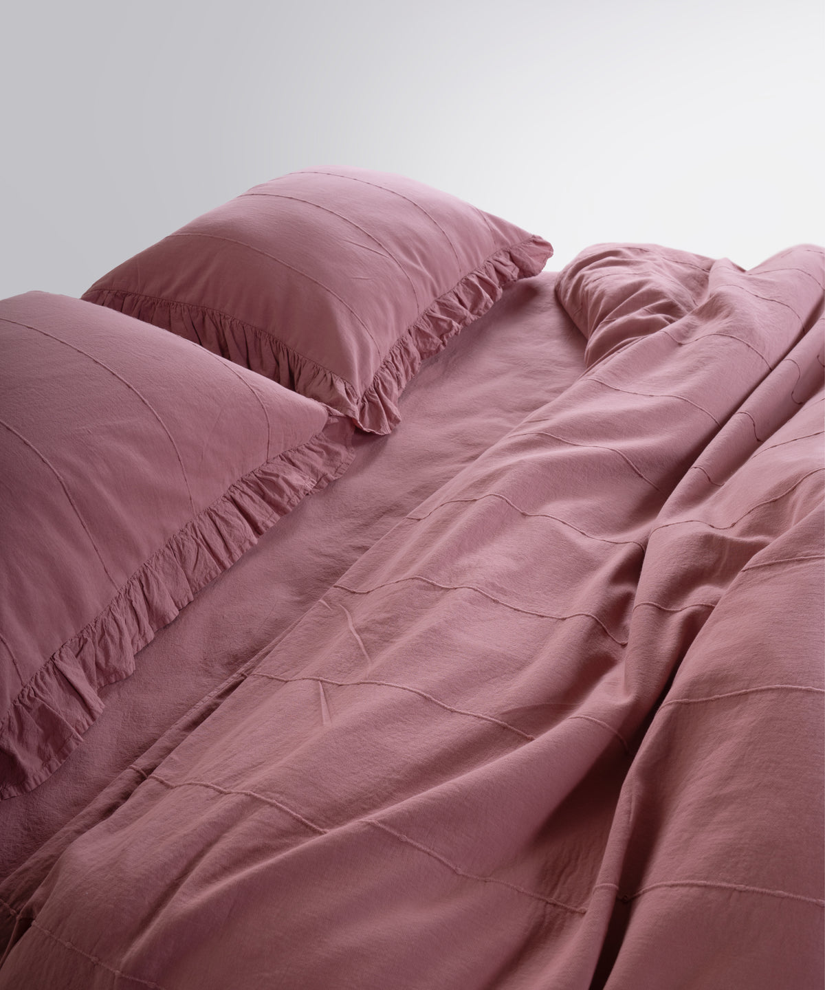 LIMASSO %100 Pamuk Stonewashed Fırfırlı Nevresim Takımı - Idelia Old Rose