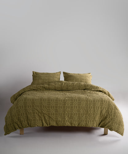 LIMASSO %100 Pamuk Stonewashed Jakarlı Kristal Desenli Nevresim Takımı - Crystal Olive