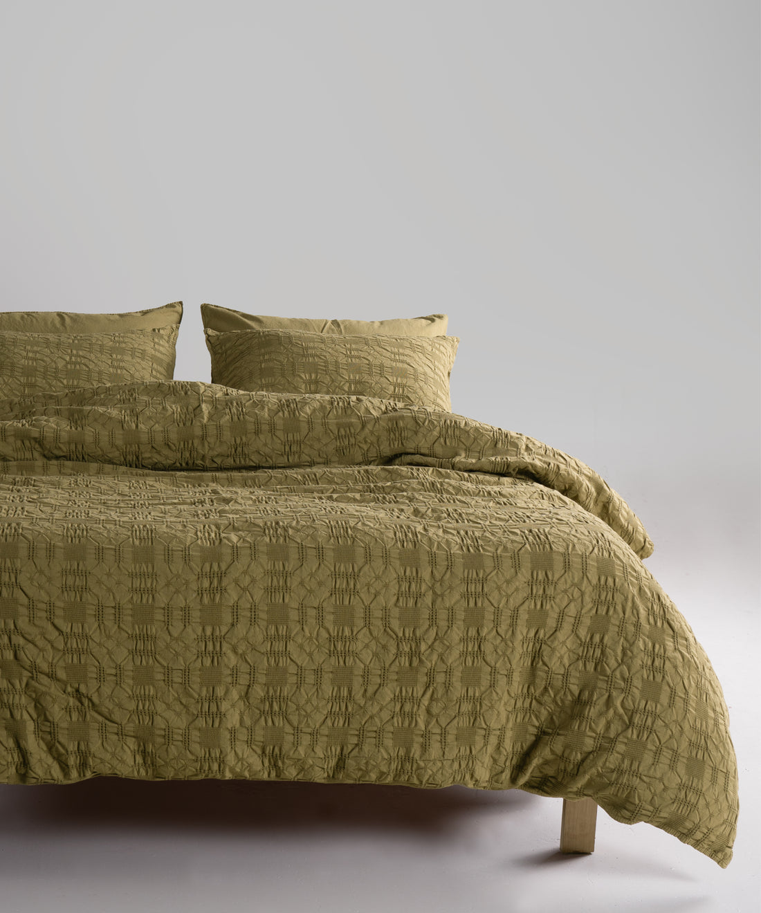 LIMASSO %100 Pamuk Stonewashed Jakarlı Kristal Desenli Nevresim Takımı - Crystal Olive