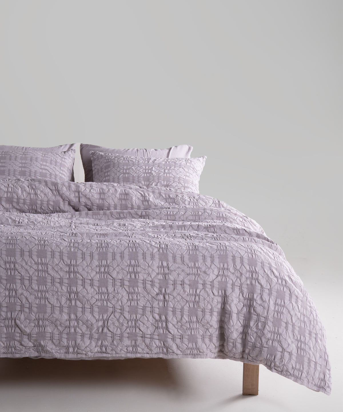 LIMASSO %100 Pamuk Stonewashed Jakarlı Kristal Desenli Nevresim Takımı - Crystal Opal Grey