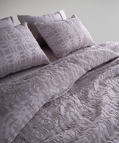 LIMASSO %100 Pamuk Stonewashed Jakarlı Kristal Desenli Nevresim Takımı - Crystal Opal Grey