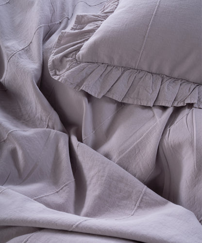 LIMASSO %100 Pamuk Stonewashed Fırfırlı Nevresim Takımı - İdelia Opal Grey