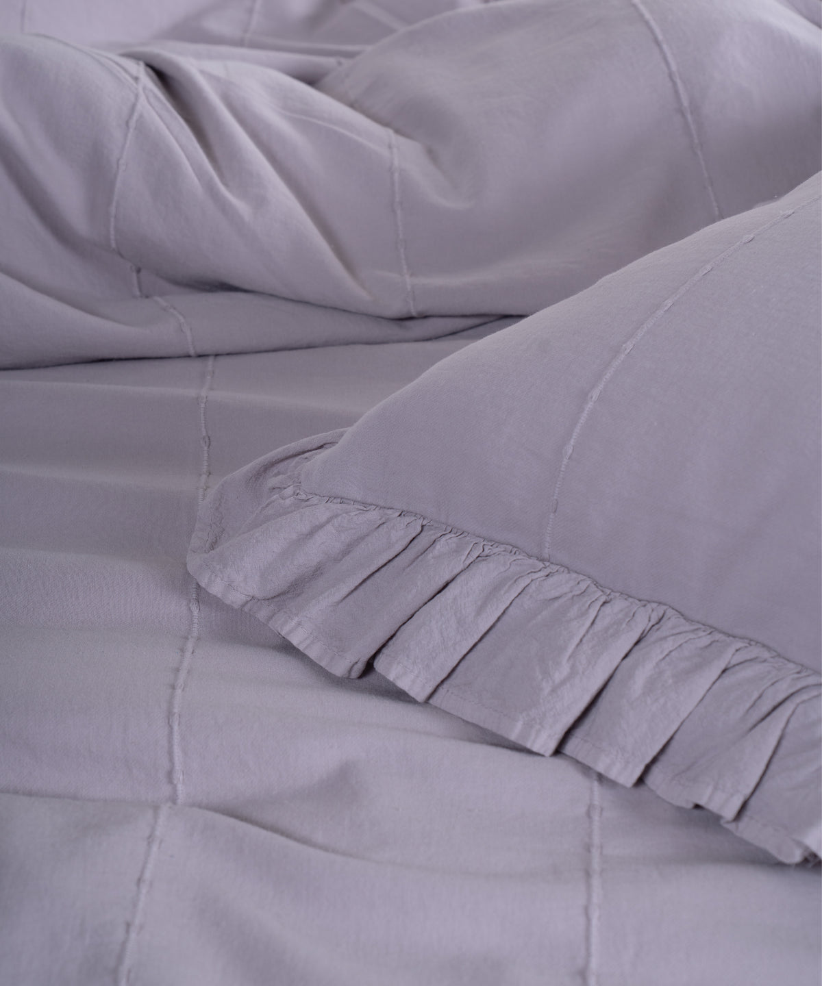 LIMASSO %100 Pamuk Stonewashed Fırfırlı Nevresim Takımı - İdelia Opal Grey