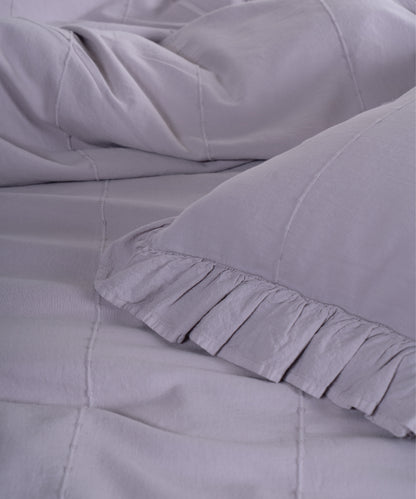 LIMASSO %100 Pamuk Stonewashed Fırfırlı Nevresim Takımı - İdelia Opal Grey