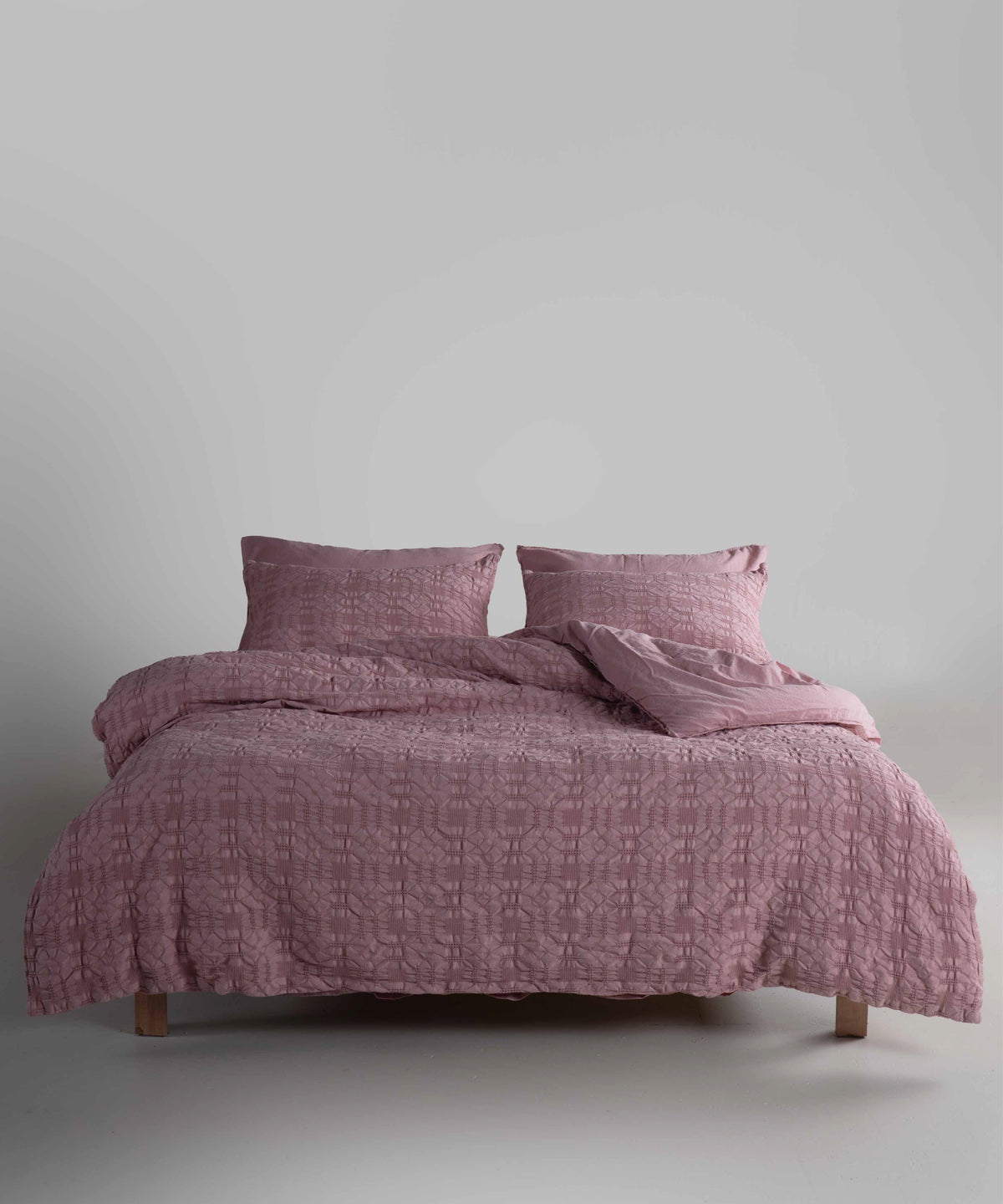 LIMASSO %100 Pamuk Stonewashed Jakarlı Kristal Desenli Nevresim Takımı - Crystal Pale Mavue