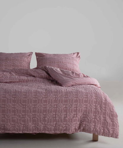 LIMASSO %100 Pamuk Stonewashed Jakarlı Kristal Desenli Nevresim Takımı - Crystal Pale Mavue