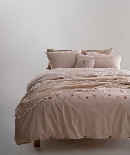 LIMASSO %100 Pamuk İpliği Boyalı Garmentwashed Minimalist Desenli Nevresim Takımı - Brise