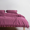 LIMASSO Exclusive %100 Pamuk Stonewashed Fırfırlı Çift Kişilik Nevresim Takımı - Raspberry