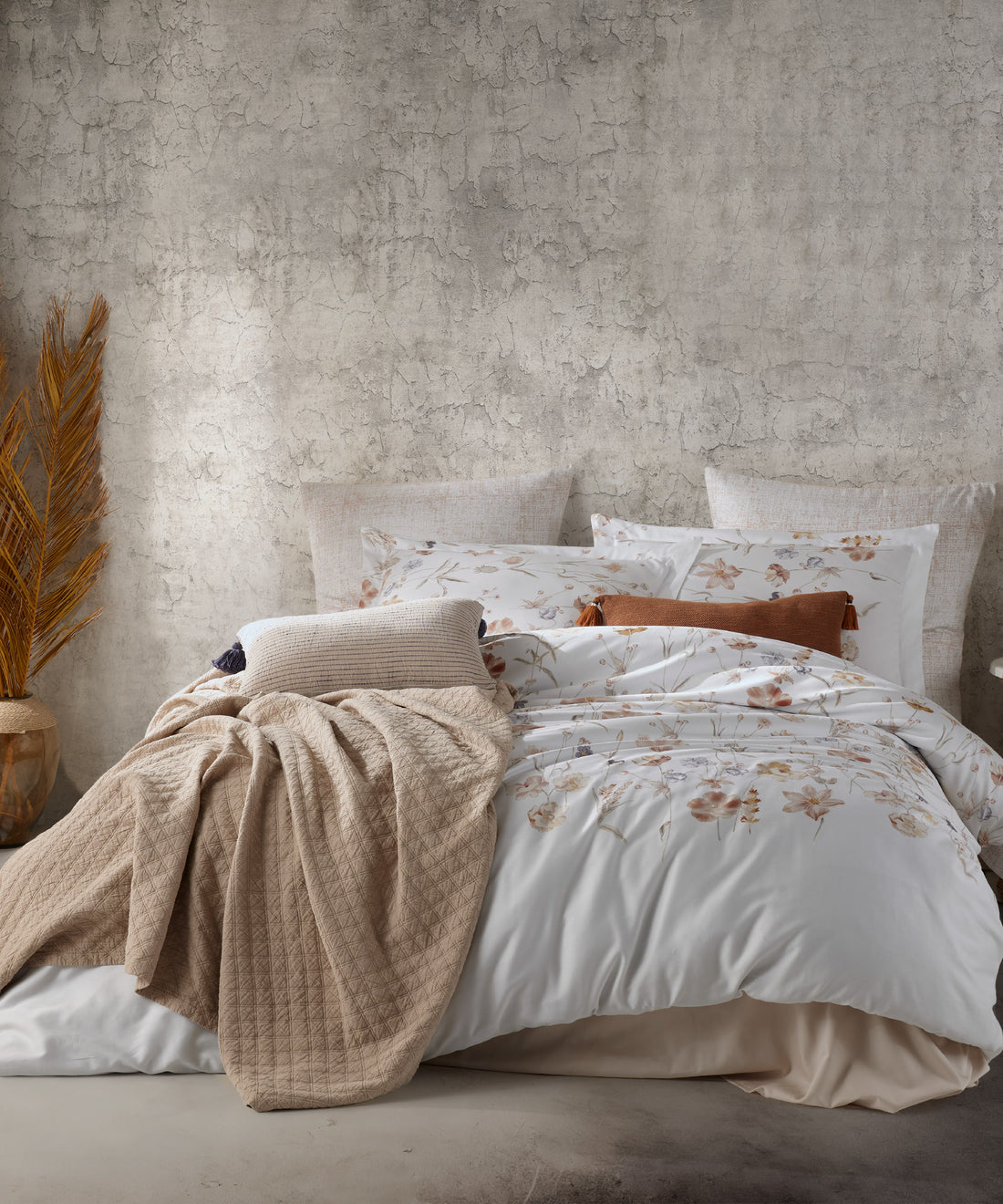 PRIMACASA %100 Pamuk Saten Desenli Nevresim Takımı – Rosebella White