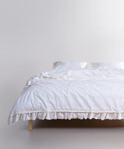 LIMASSO %100 Pamuk Stonewashed Fırfırlı ve Güpürlü Nevresim Takımı - Francheska White