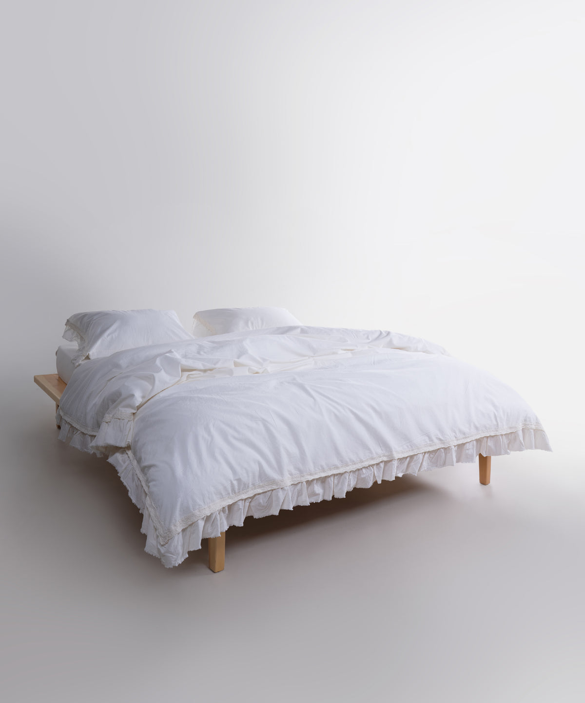 LIMASSO %100 Pamuk Stonewashed Fırfırlı ve Güpürlü Nevresim Takımı - Francheska White