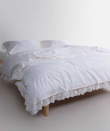 LIMASSO %100 Pamuk Stonewashed Fırfırlı ve Güpürlü Nevresim Takımı - Francheska White