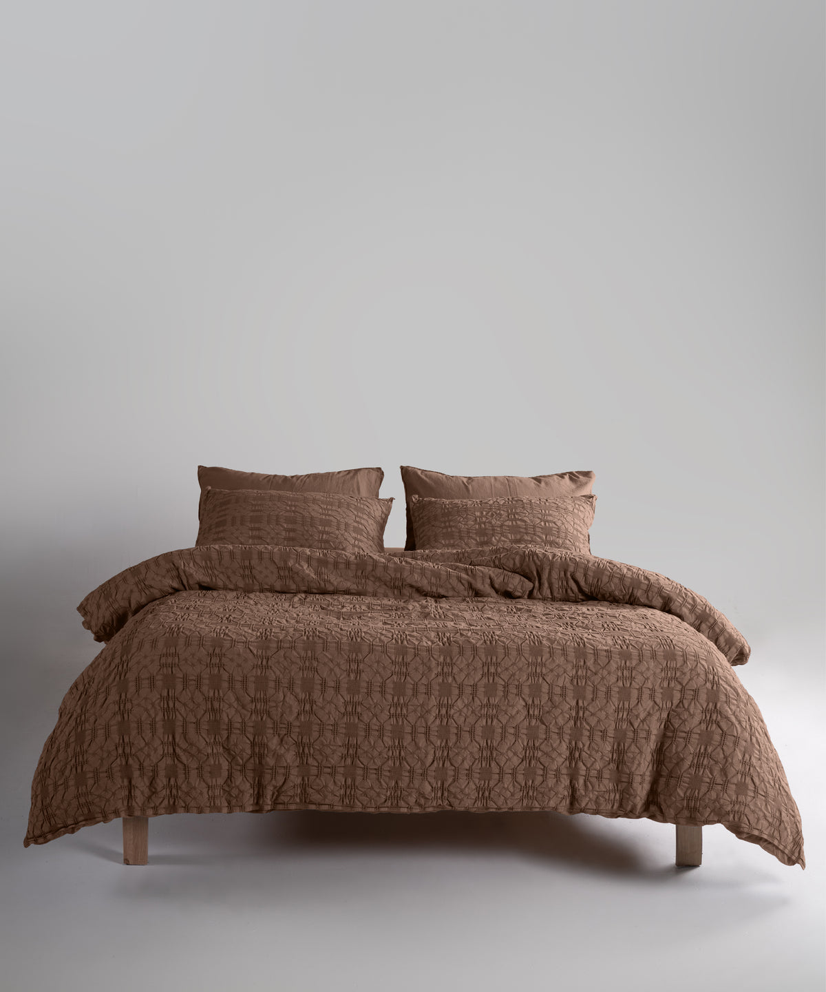 LIMASSO %100 Pamuk Stonewashed Jakarlı Kristal Desenli Nevresim Takımı - Crystal Wood Smoke