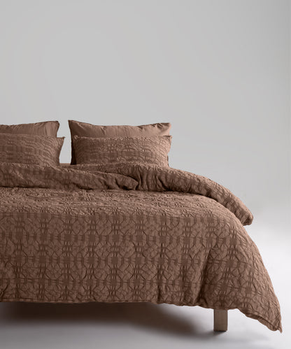 LIMASSO %100 Pamuk Stonewashed Jakarlı Kristal Desenli Nevresim Takımı - Crystal Wood Smoke